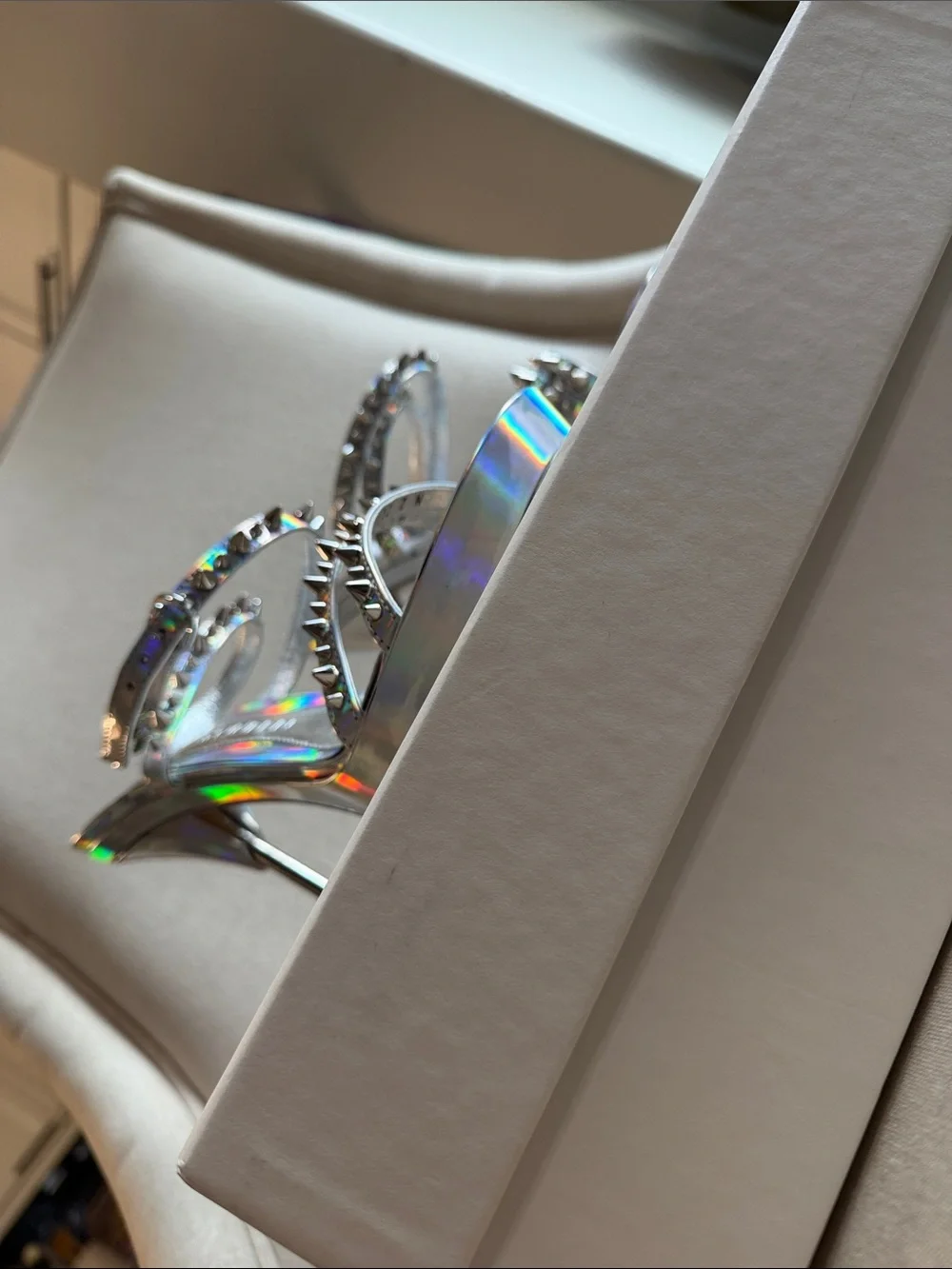 Alexander McQueen Iridescent Holographic Studded High Heel Sandals - Picture 4 of 8